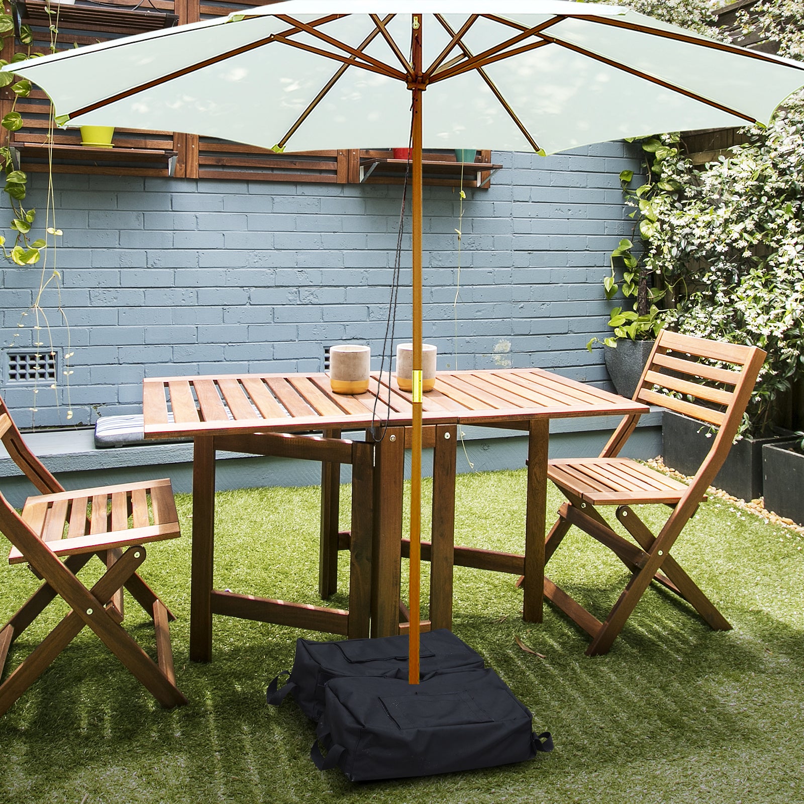 Outsunny Bolsa Arena de Peso para Base de Sombrilla Impermeable Desmontable con Pala Base Soporte de Patio Paragua Cuadrada Pesa máx. 50kg