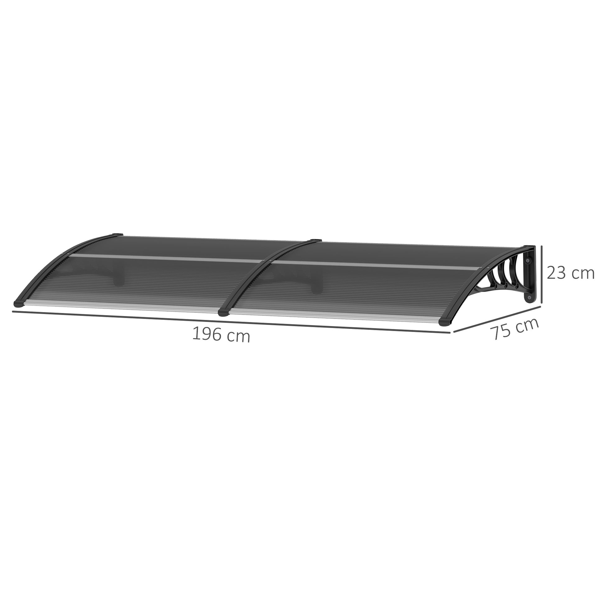 Outsunny Marquesina Exterior para Puertas y Ventanas 196x75 cm Tejadillo de Protección contra Sol y Lluvia con Cubierta de Policarbonato Soporte de Aluminio Negro