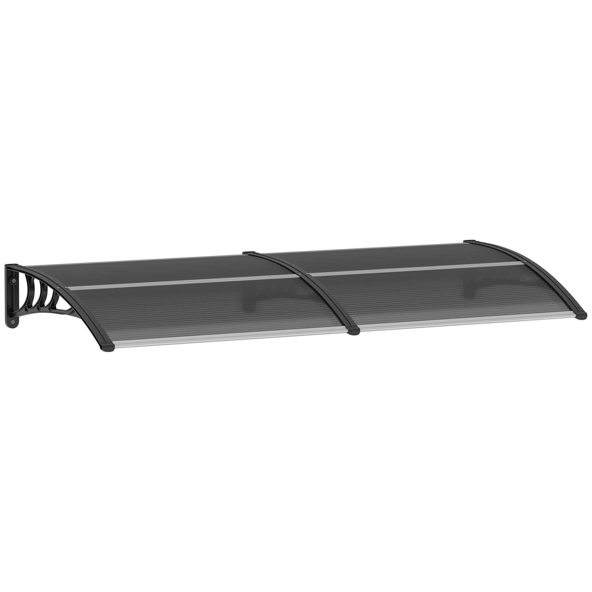 Outsunny Marquesina Exterior para Puertas y Ventanas 196x75 cm Tejadillo de Protección contra Sol y Lluvia con Cubierta de Policarbonato Soporte de Aluminio Negro