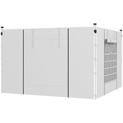 Outsunny Paredes Laterales para Carpa de 2 Paneles 295x195 cm Cortina Lateral de Tela Oxford con Ventana Enrollable y Puerta con Cremallera para Carpa 3x3 m o 3x6 m Blanco