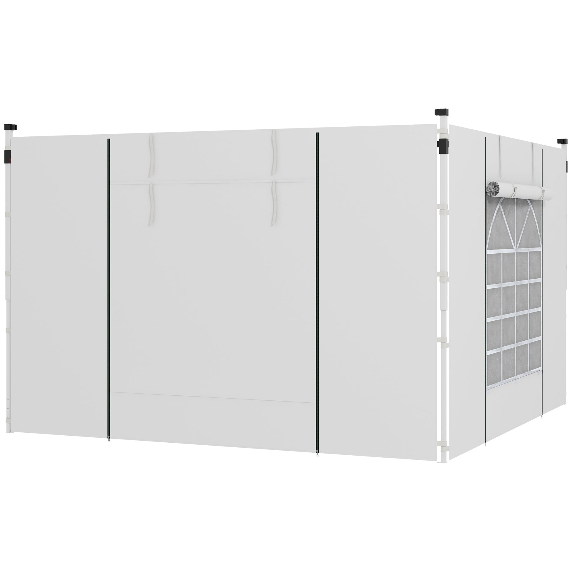 Outsunny Paredes Laterales para Carpa de 2 Paneles 295x195 cm Cortina Lateral de Tela Oxford con Ventana Enrollable y Puerta con Cremallera para Carpa 3x3 m o 3x6 m Blanco