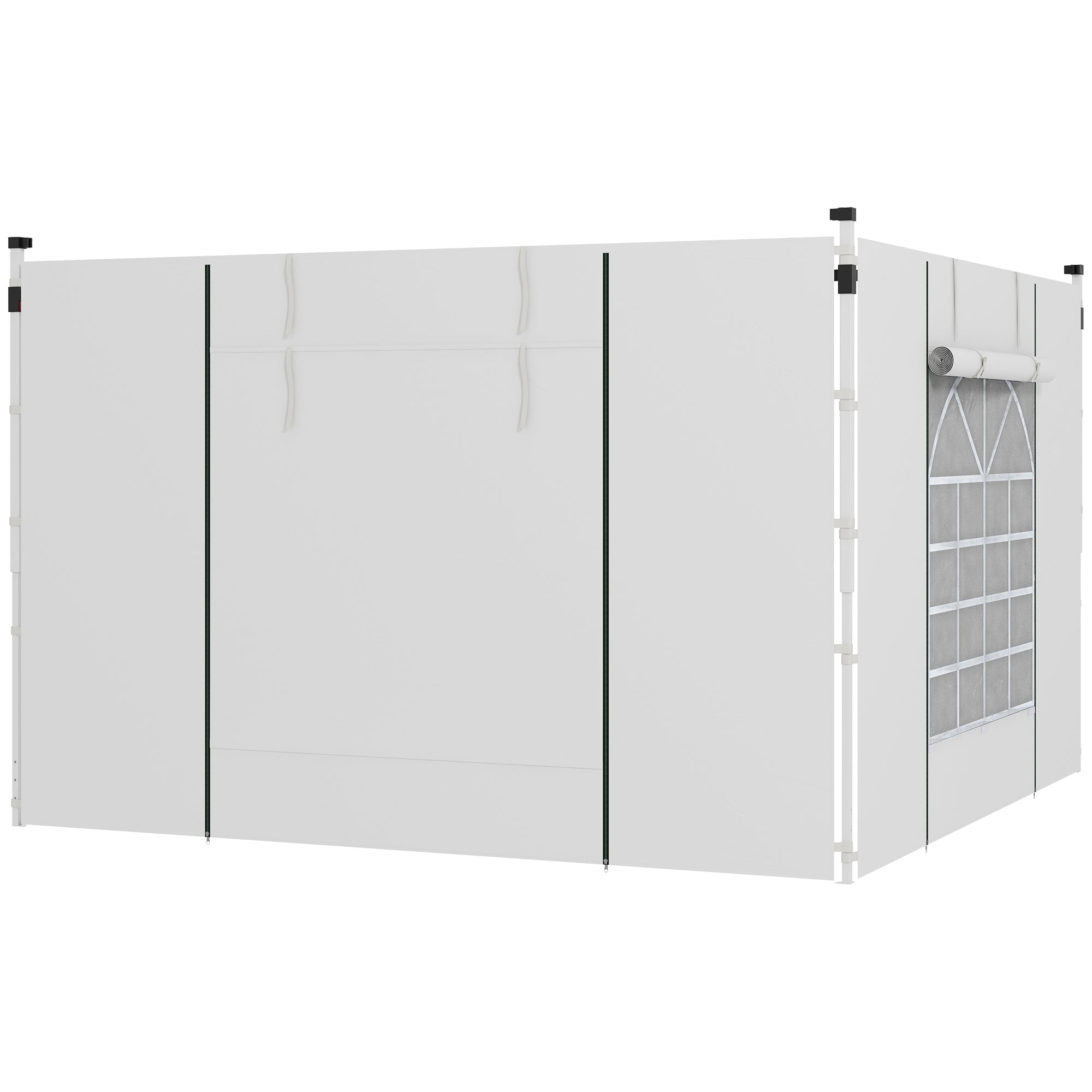 Outsunny Paredes Laterales para Carpa de 2 Paneles 295x195 cm Cortina Lateral de Tela Oxford con Ventana Enrollable y Puerta con Cremallera para Carpa 3x3 m o 3x6 m Blanco