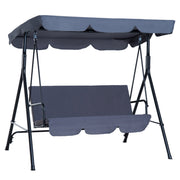 Outsunny Columpio de Jardín de 3 Plazas Silla Balancín con Parasol Techo Ajustable en Ángulo Impermeable para Exterior Terraza Balcón Carga Máx. 200 kg Acero 172x110x153 cm Gris