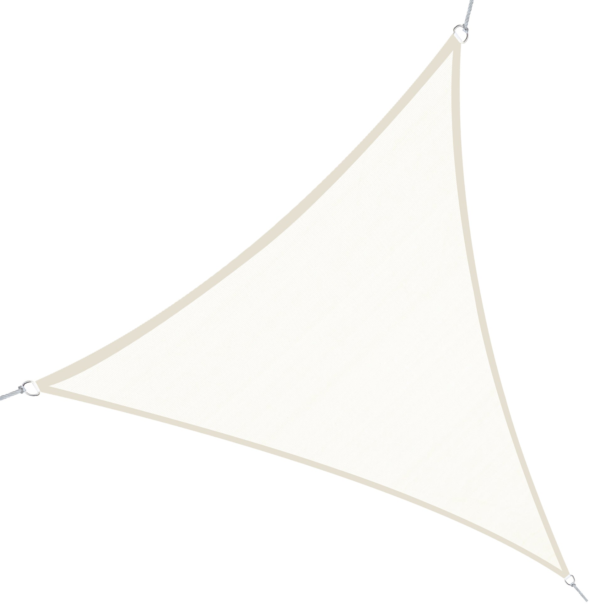 Outsunny Toldo de Vela 4x4x4 m Vela de Sombra Triangular Tela de Poliéster Anti-UV para Jardín Playa Camping Sombra Exterior Crema