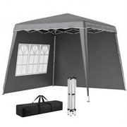 Outsunny Carpa Plegable Pop-up 3x3 m Cenador Pabellón de Jardín con 2 Paredes Laterales Altura Ajustable y Bolsa de Transporte Protección UV50+ Impermeable Gazebo para Camping Fiestas Exterior Gris