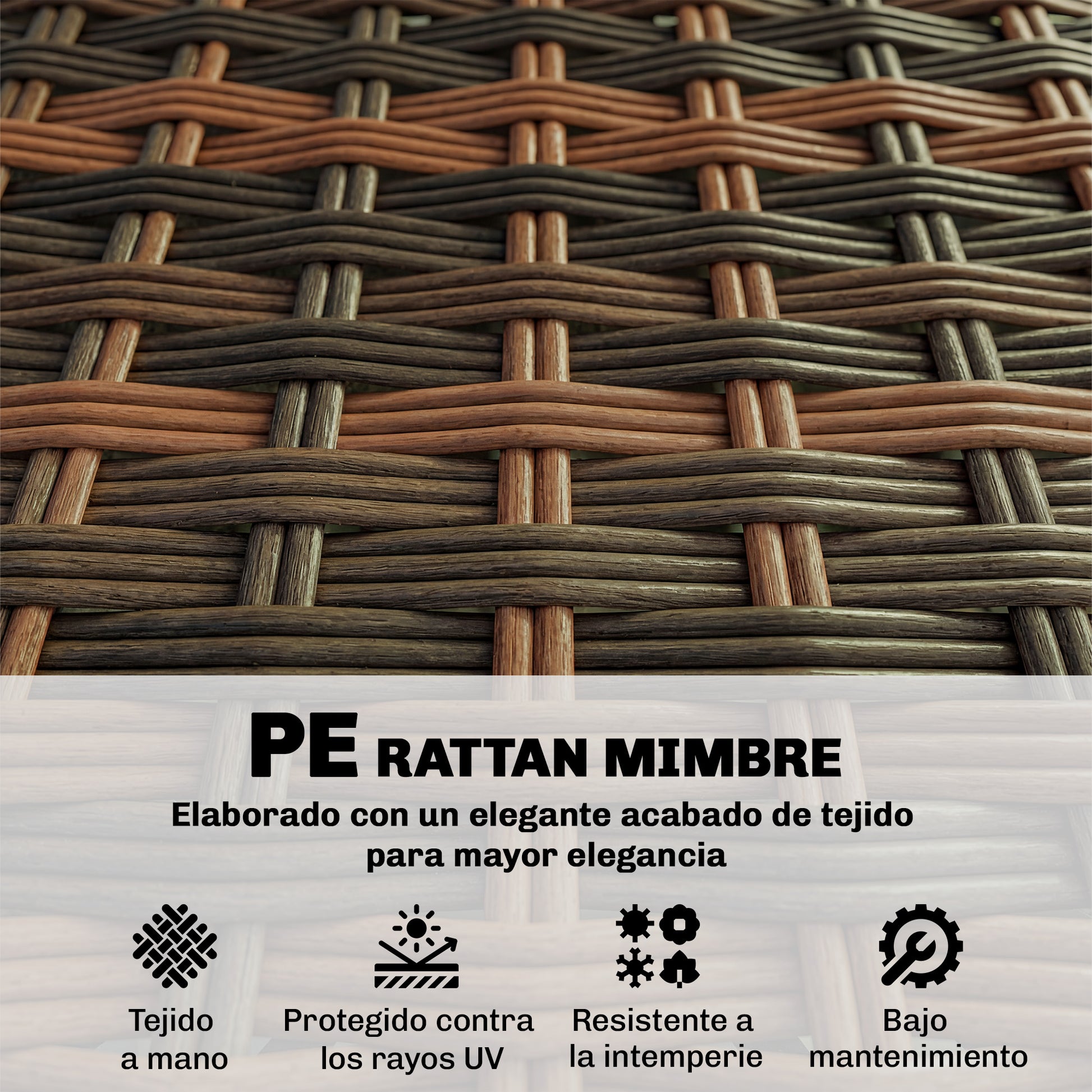 Outsunny Conjunto de Jardín de Ratán de 5 Piezas, Conjunto Terraza Resistente, Muebles Jardín Exterior Incluye Cojines, 2 Sillones de Esquina, Sillón sin Brazos, Reposapiés y Mesa Centro, Caqui
