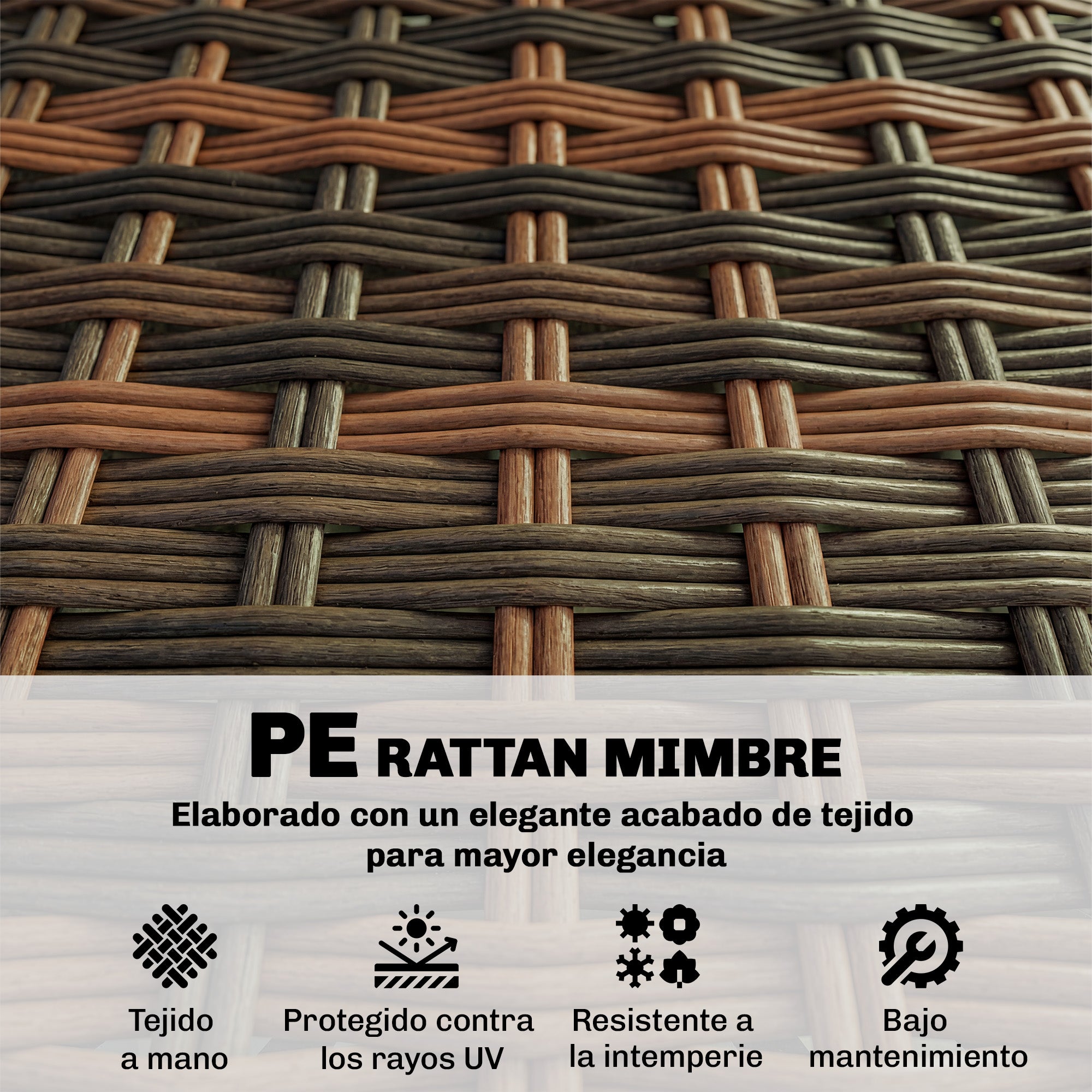 Outsunny Conjunto de Jardín de Ratán de 5 Piezas, Conjunto Terraza Resistente, Muebles Jardín Exterior Incluye Cojines, 2 Sillones de Esquina, Sillón sin Brazos, Reposapiés y Mesa Centro, Caqui