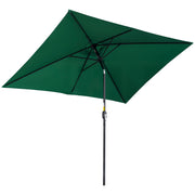 Outsunny Sombrilla de Aluminio 195x295x253 cm Parasol Rectangular de Jardín Inclinable con Manivela y Poste Desmontable para Terraza Piscina Patio Exterior Verde