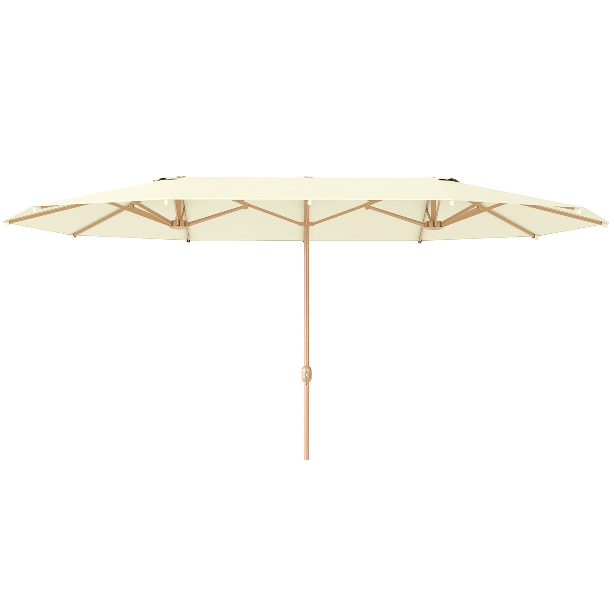 Outsunny Sombrilla Doble 4,55x2,65 m Sombrilla Terraza Exterior con Manivela Manual Resistente al Agua y Protección Solar Sombrilla Grande para Terraza Playa Piscina Beige