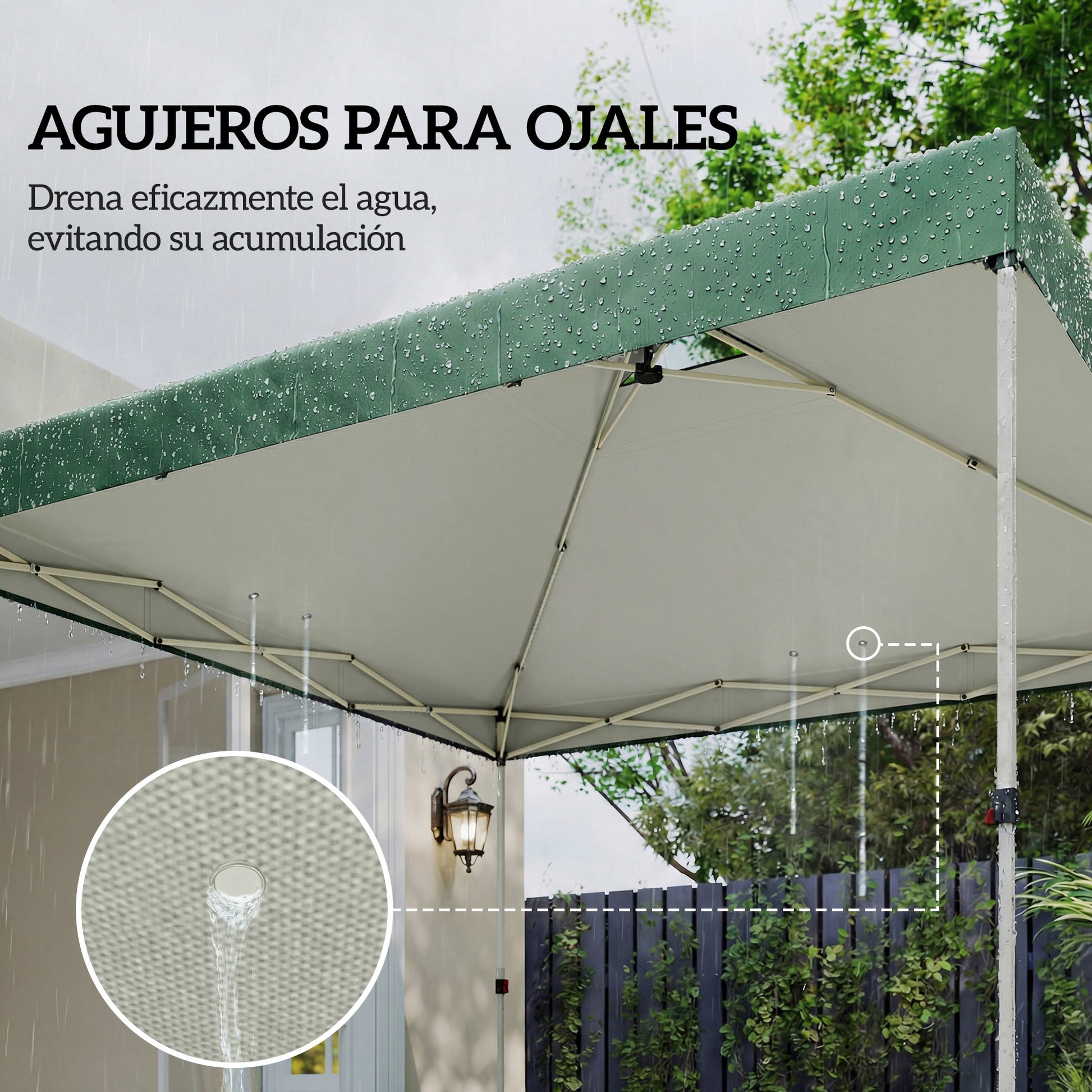 Outsunny Toldo de Pérgola de Recambio 3x3 m Techo de Repuesto para Carpa Plegable de Jardín de Tela Oxford 210D con 8 Orificios de Drenaje y Doble Ventilación Protección UV 50+ SOLO TOLDO Verde