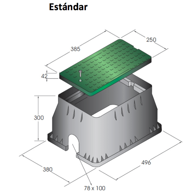 Arqueta Rectangular IRRITEC ESTÁNDAR 380x496