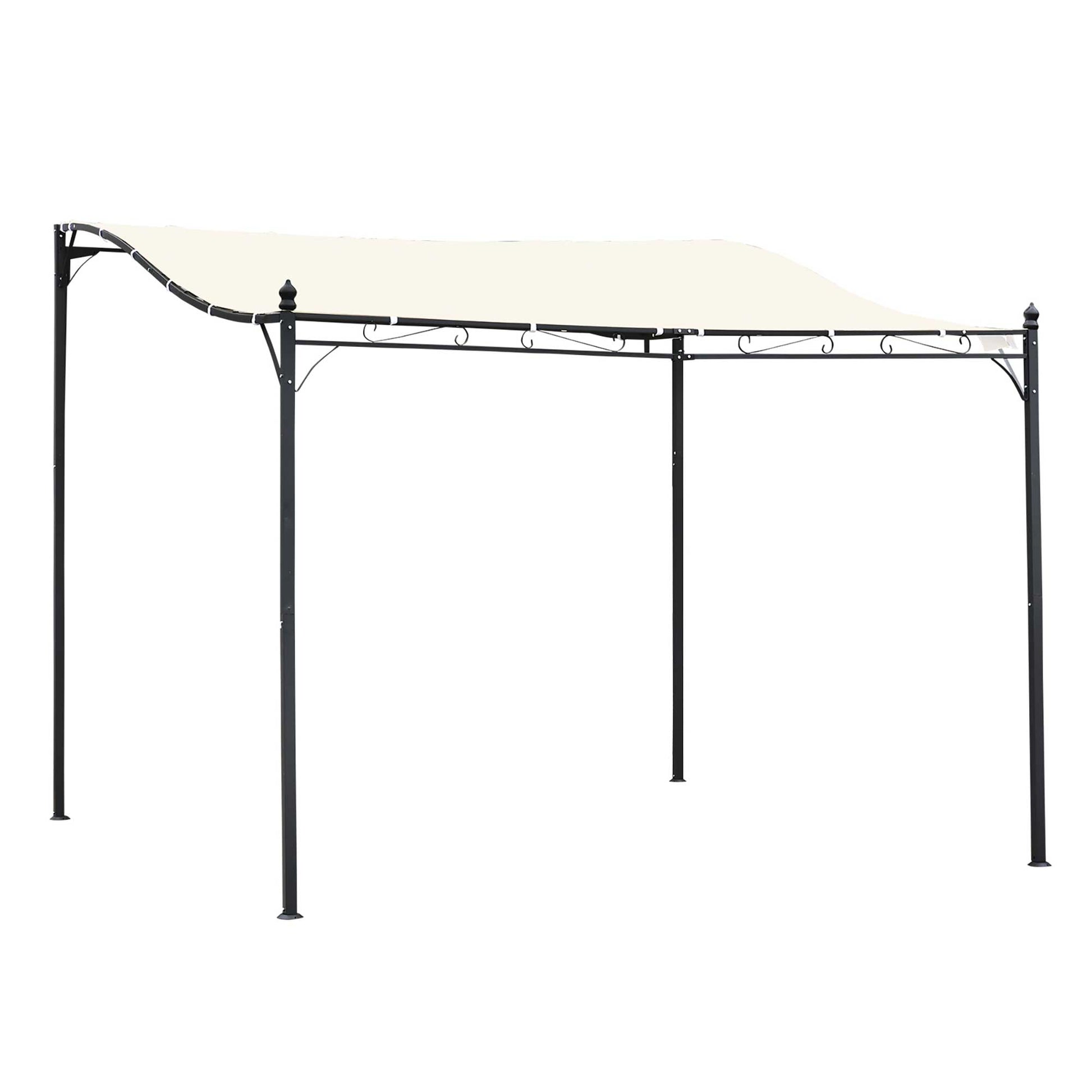 Outsunny Cenador de Jardín 3x3 m Pérgola con Toldo y 16 Orificios de Drenaje para Patio Terraza Metal y Poliéster 180 g/m² Resistente Crema