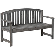 Outsunny Banco de Jardín de 2 Plazas Banco Listones de Madera con Respaldo y Reposabrazos para Terraza Balcón Patio Exterior Carga 320 kg 140x50x85 cm Gris