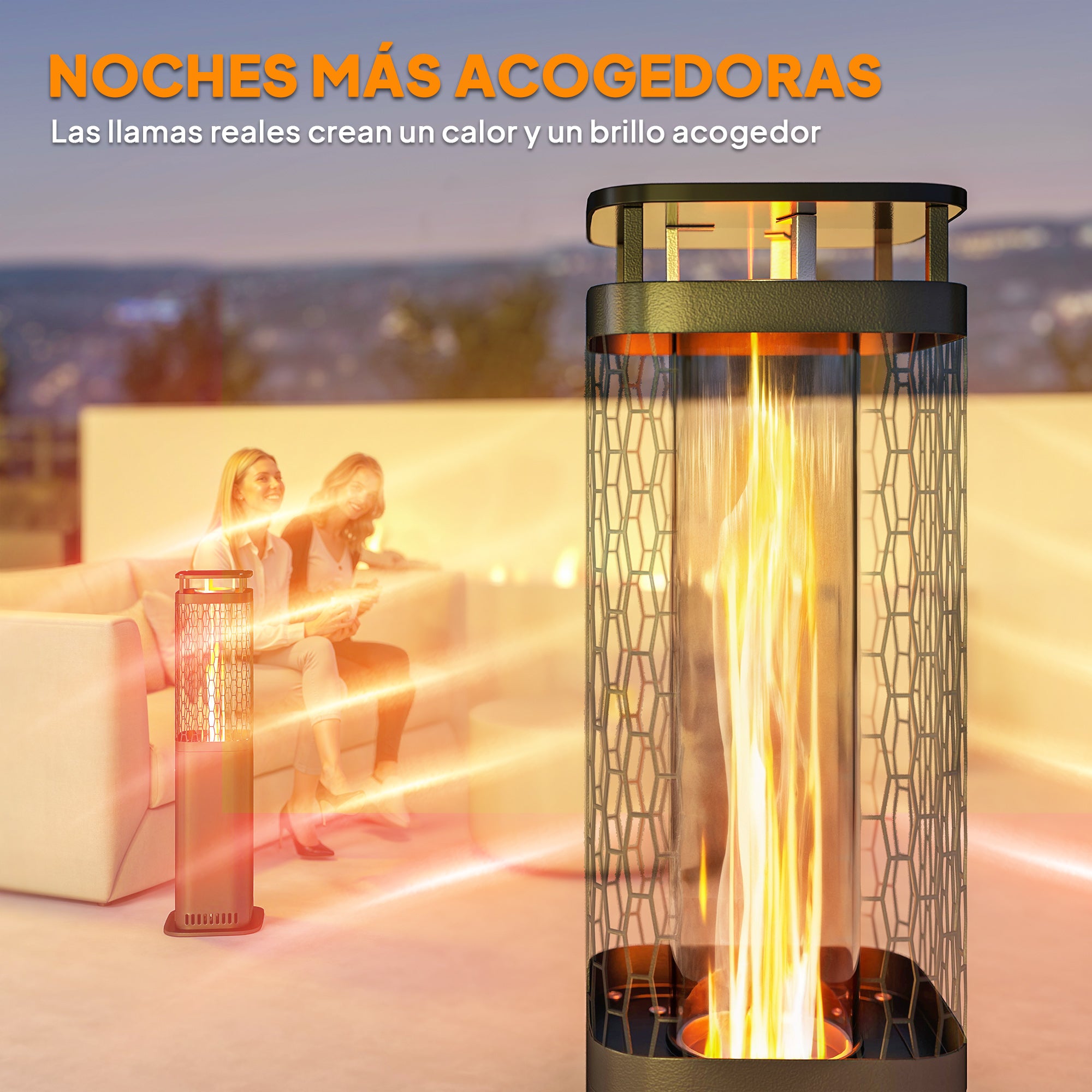 Outsunny Estufa de Pellets, 6.86 KW, sin Electricidad, Estufa Exterior con Tubo de Vidrio, Base Antideslizante y Rejilla Metálica, Calefactor de Pellets sin Humo para Jardín, Terraza, Exterior, Negro