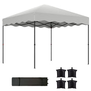 Outsunny Carpa Plegable Pop-up Gazebo 3x3 m Cenador Plegable con Protección UV 50+ Altura Ajustable Bolsa de Arena y Bolsa con Ruedas para Camping Fiestas Blanco