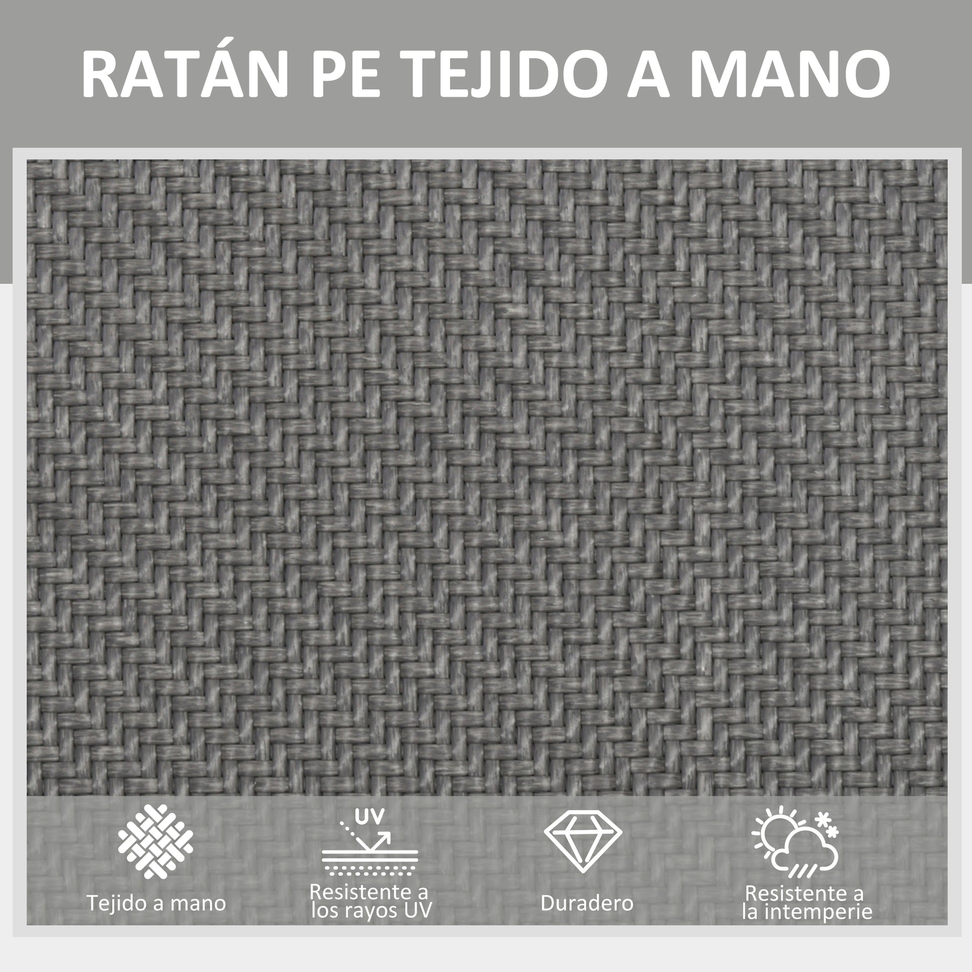 Outsunny Tumbona de Ratán Sintético Plegable Tumbona para Jardín con Respaldo Ajustable en 5 Posiciones y Marco de Acero Carga 150 kg para Patio Terraza Gris Oscuro
