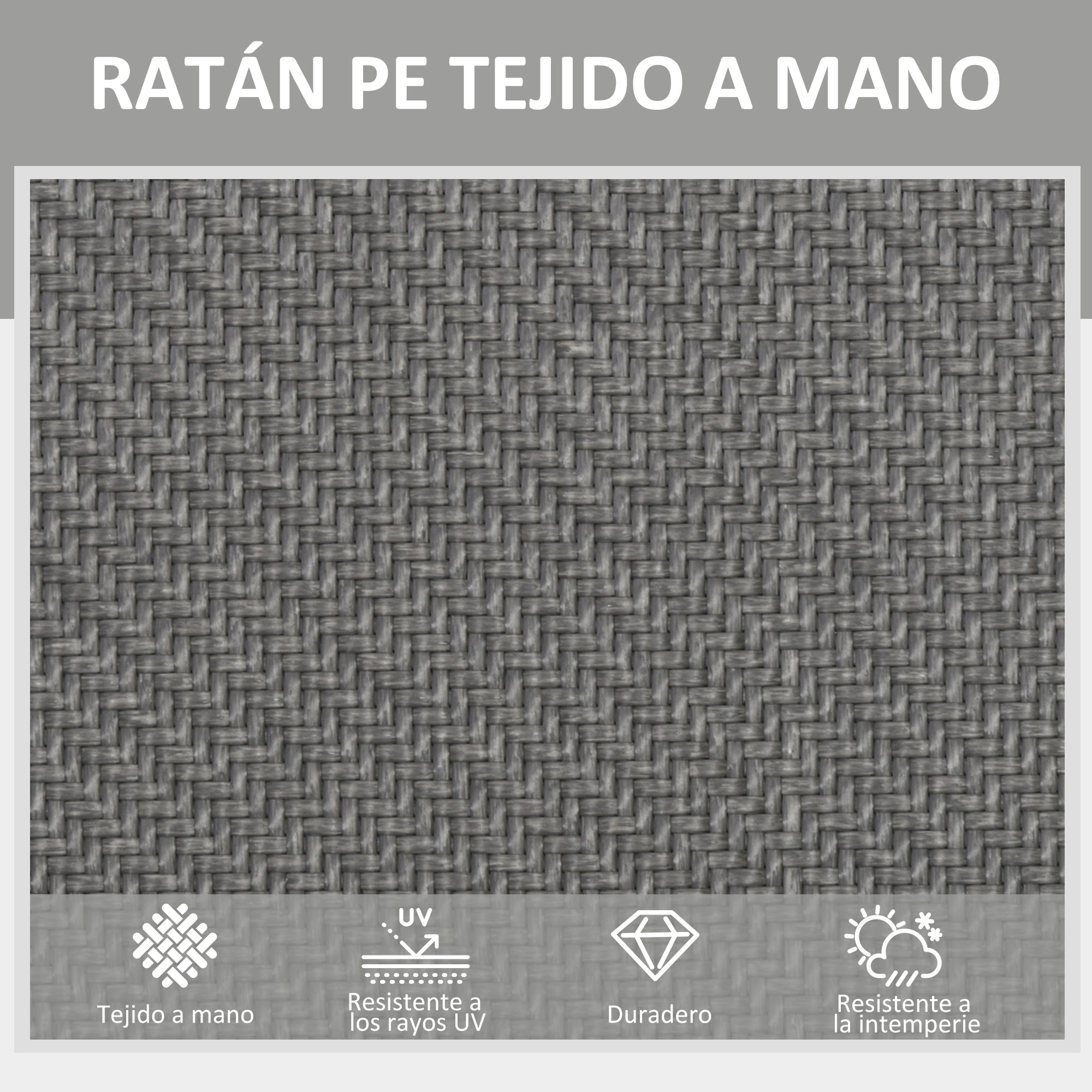 Outsunny Tumbona de Ratán Sintético Plegable Tumbona para Jardín con Respaldo Ajustable en 5 Posiciones y Marco de Acero Carga 150 kg para Patio Terraza Gris Oscuro