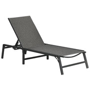 Outsunny Tumbona de Ratán Sintético Plegable Tumbona para Jardín con Respaldo Ajustable en 5 Posiciones y Marco de Acero Carga 150 kg para Patio Terraza Gris Oscuro