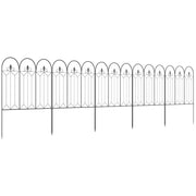 Outsunny Vallas de Jardín 305x79,5 cm Set de 5 Vallas Decorativas para Jardín de Metal Combinación Libre Barrera para Animales para Patio Césped Negro