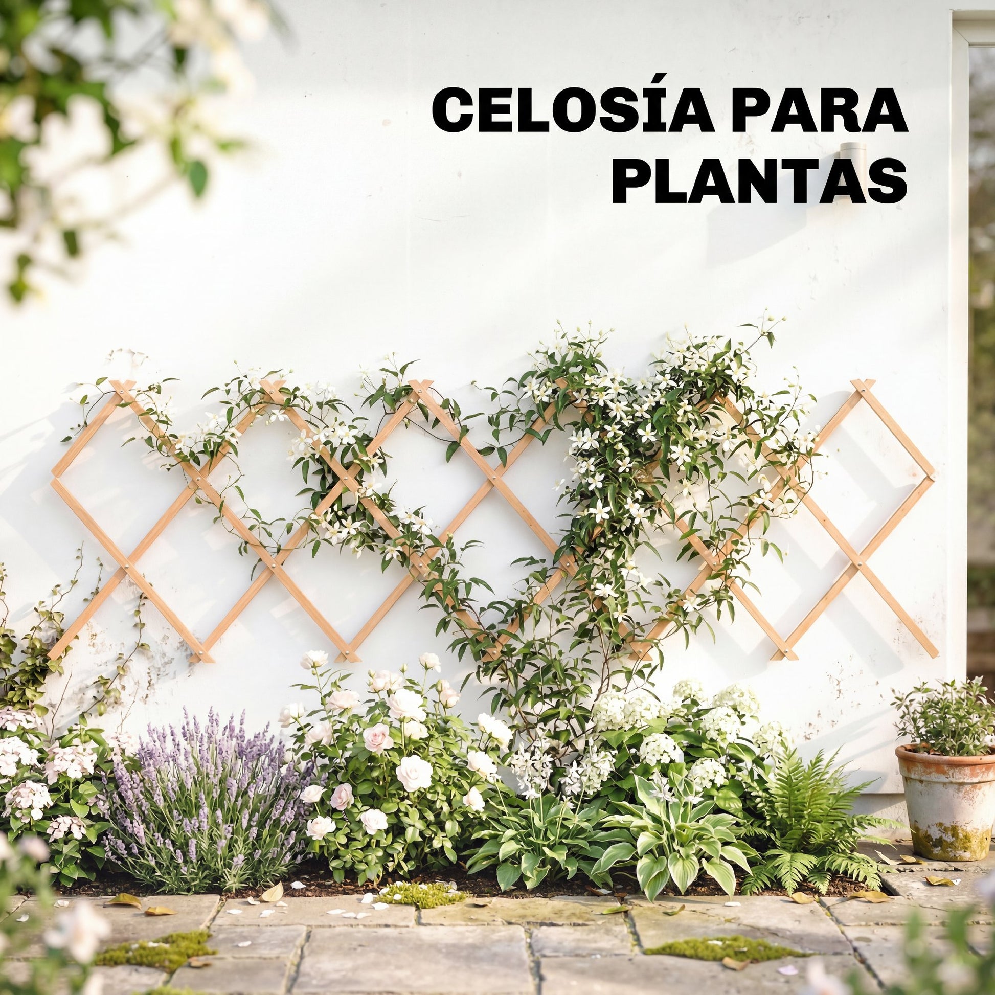 Outsunny Enrejado de Jardín de Madera Extensible, Soporte para Plantas Trepadoras, Rosas, Parra, Decoración Exterior para Patio, Balcón, 180x60 cm, Marrón Claro