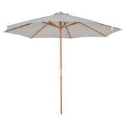 Outsunny Sombrilla Terraza Exterior Ø300 cm Sombrilla de Jardín con Sistema de Polea Techo Ventilado y Poste Desmontable de Madera Parasol para Patio Terraza Gris