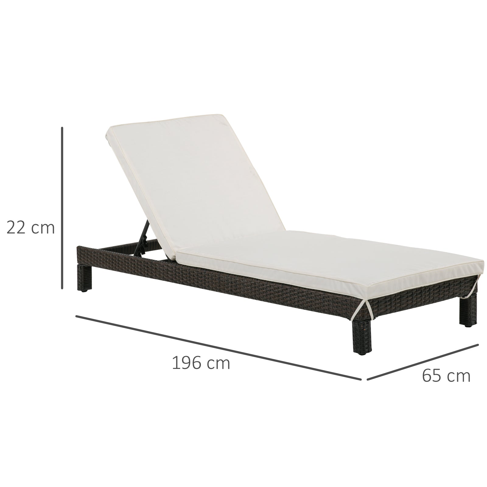 Outsunny Set de 2 Tumbonas de Ratán Chaise Longue con Cojines Acolchados Cubierta Impermeable Silla para Exterior Jardín Patio Terraza