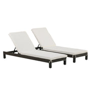 Outsunny Set de 2 Tumbonas de Ratán Chaise Longue con Cojines Acolchados Cubierta Impermeable Silla para Exterior Jardín Patio Terraza