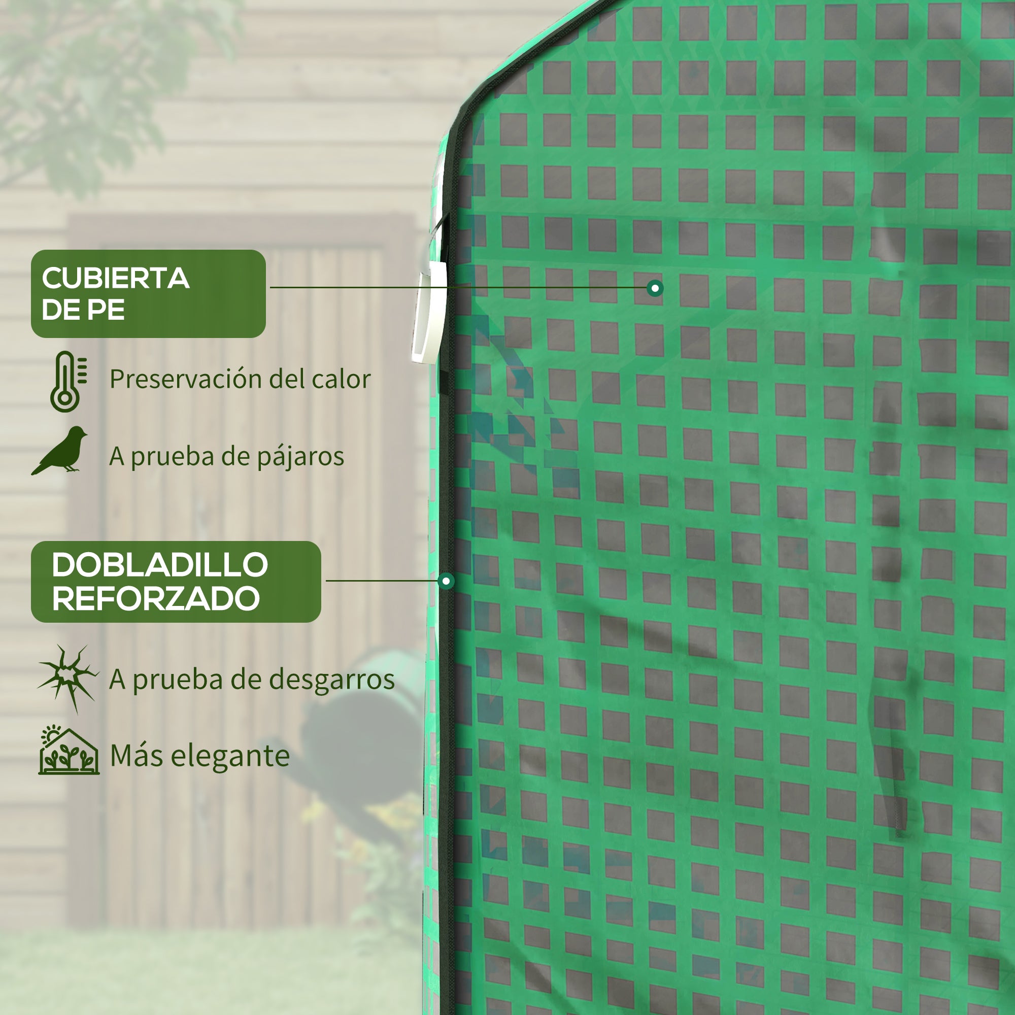 Outsunny Cubierta de Invernadero 140x143x190 cm Cubierta de Repuesto de Invernadero con Ventana Puerta con Cremallera Anti-UV Protección de Plantas para Jardín Verde