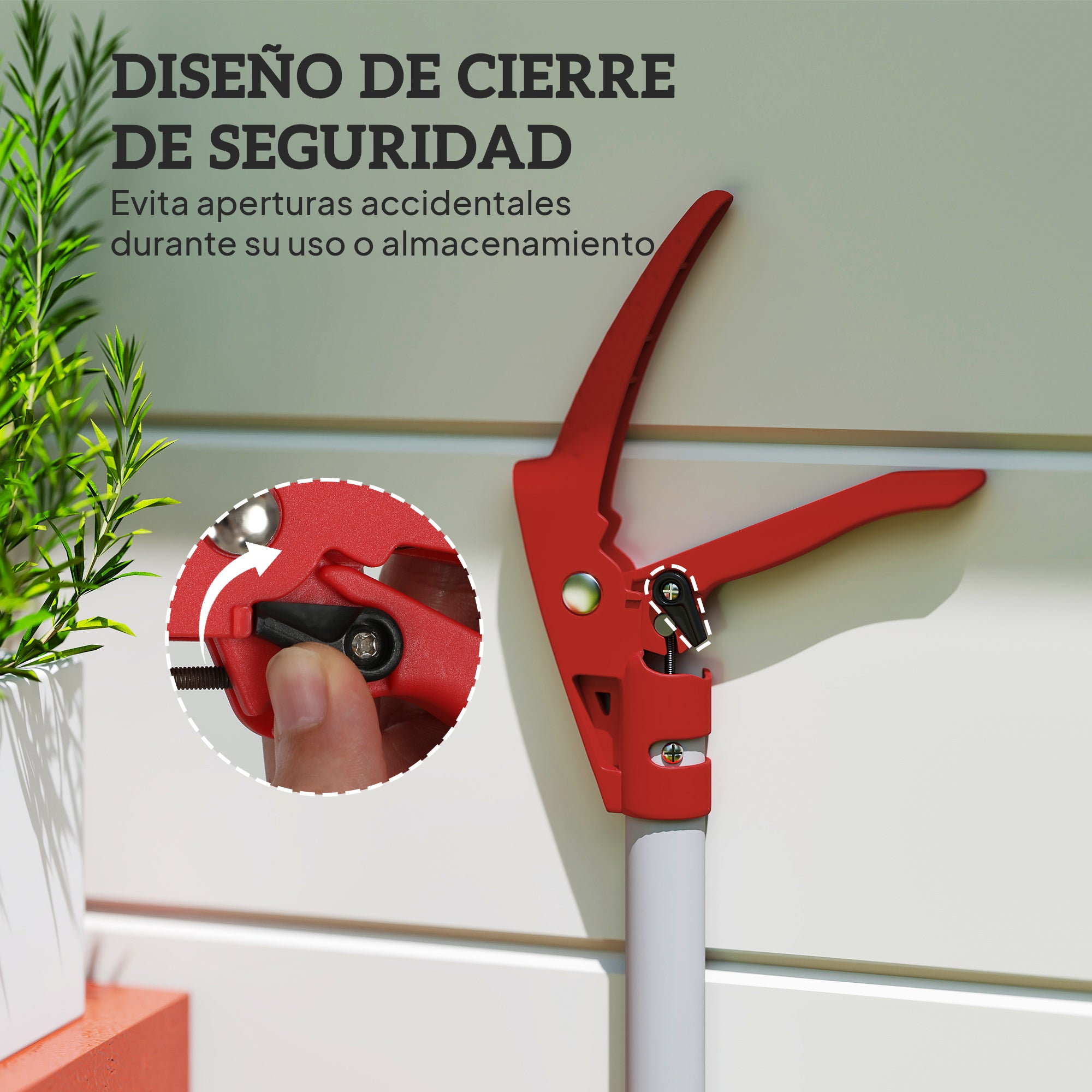 Outsunny Tijeras de Podar de Jardín 180 cm, Podadora de Árboles de Largo Alcance, con Mango de Aluminio Ligero y Resistente, Cuchilla Metálica, para Poda de Ramas Altas y Recoger Frutas