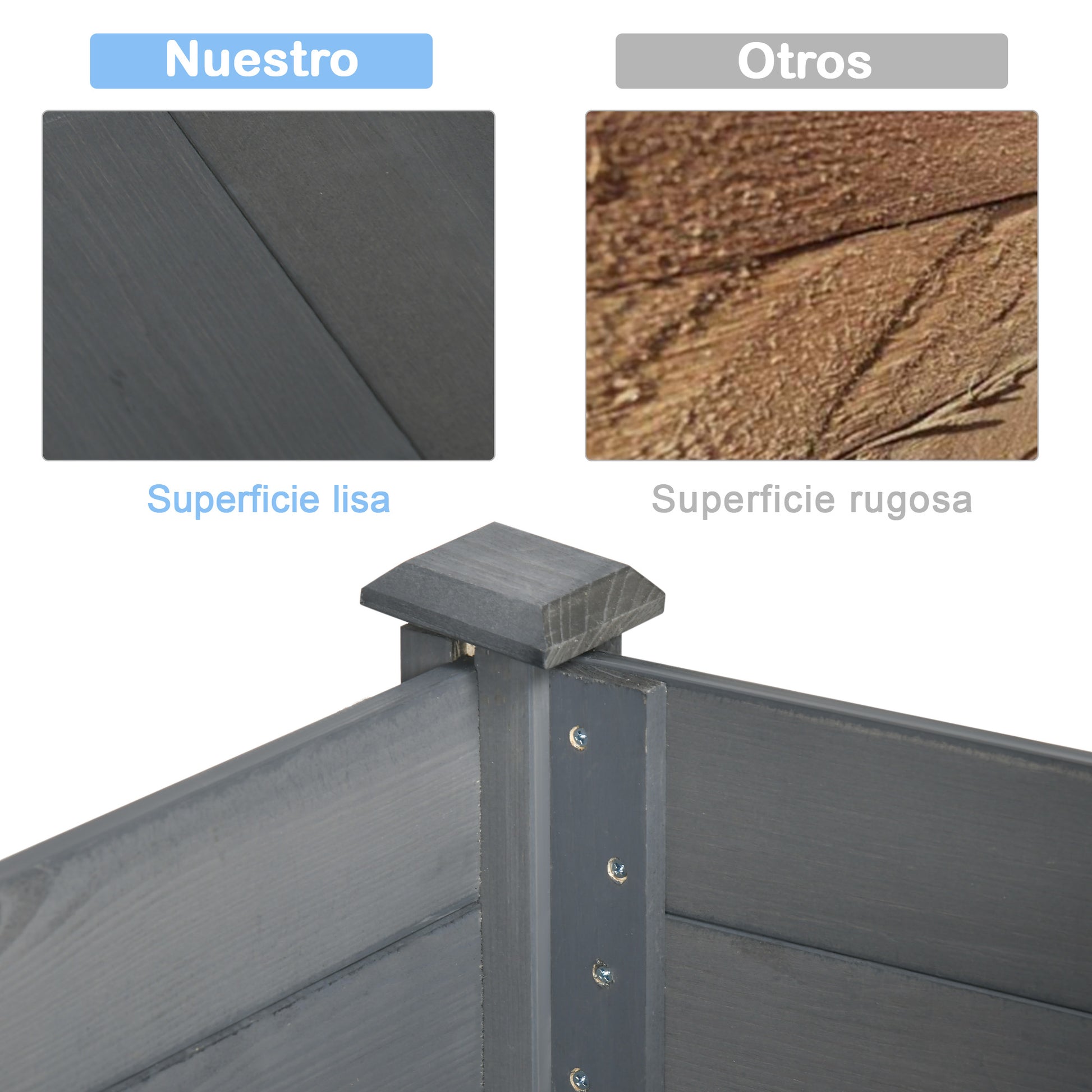 Outsunny Huerto Urbano Elevado de Madera, Mesa de Cultivo con Tela no Tejida y 4 Orificios de Drenaje, para Cultivo, Plantas, Flores y Verduras, 122,5x56,5x76 cm, Gris Oscuro