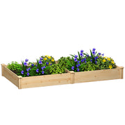 Outsunny Jardinera Elevada de Madera, Huerto Urbano para Cultivar Plantas, Macetero Exterior con Divisor y Base Abierta, Pintura DIY, para Jardín, Terraza, 235x121x26 cm, Natural