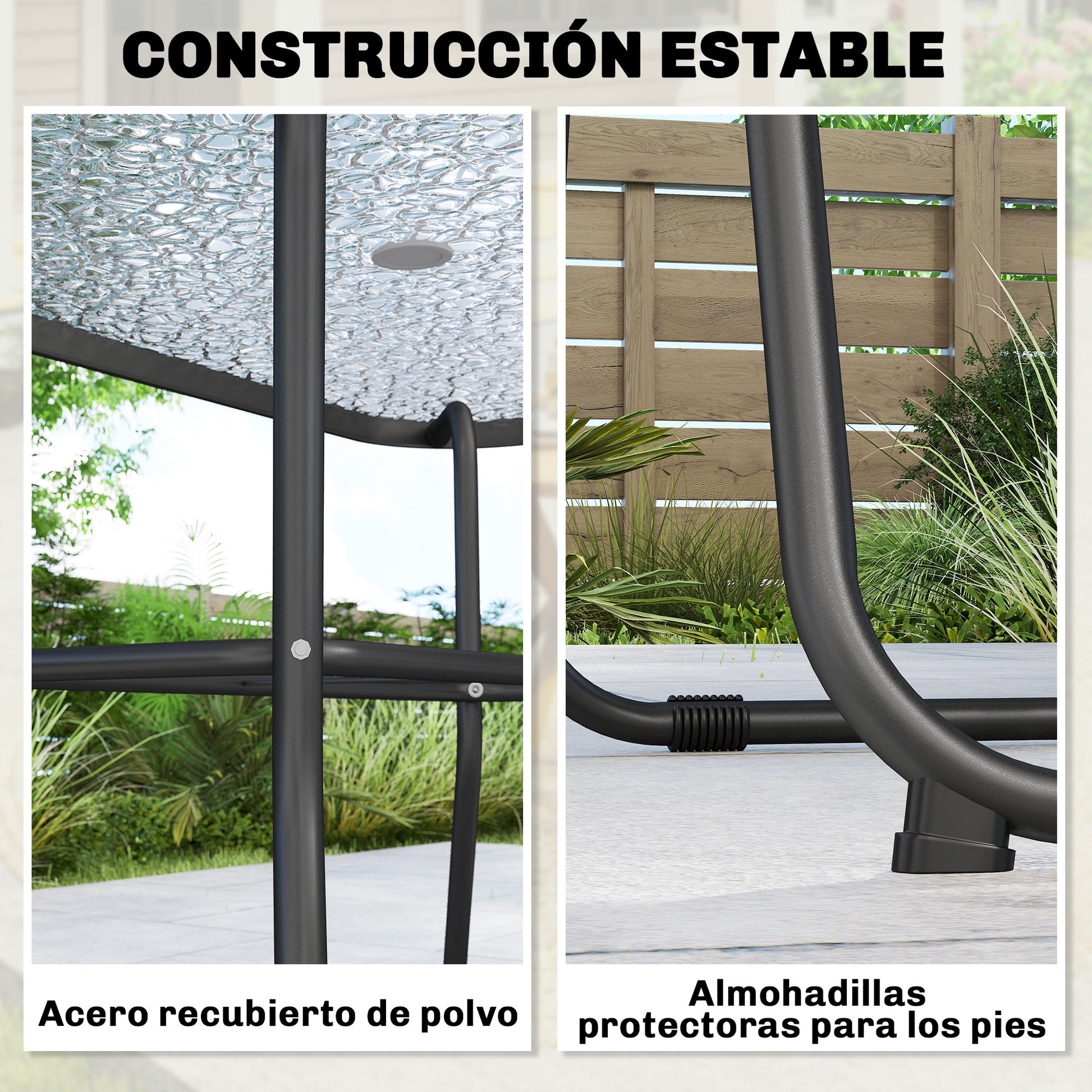 Outsunny Conjunto de Mesa y Sillas Jardín de 8 Piezas, Muebles de Jardín Exterior con Sombrilla, 6 Sillas Plegables, Mesa de Vidrio Templado, para Terraza, Patio, Crema