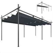 Outsunny Pérgola de Jardín 6x3 m con Techo Retráctil, Cenador de Jardín con UPF30+, Estructura Metálica, Tela de Poliéster, Pabellón para Exterior, Terraza, Gris Oscuro