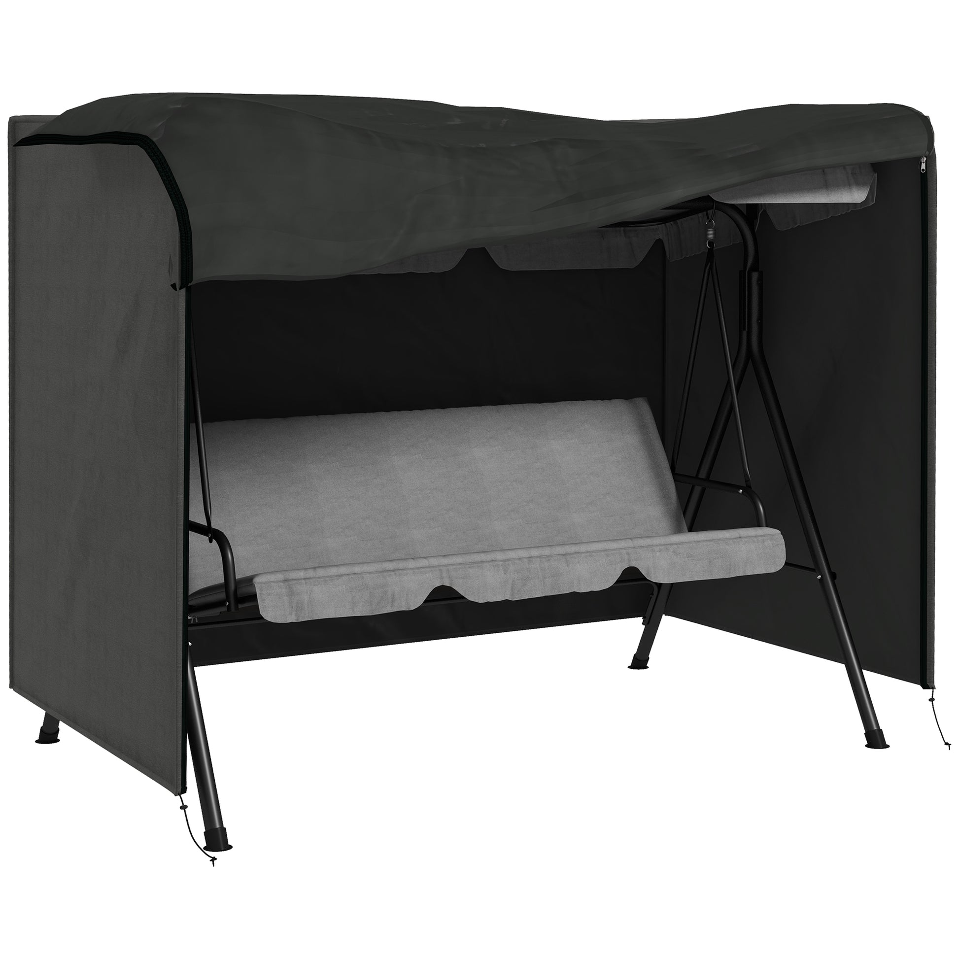 Outsunny Funda Balancín Jardín Funda Columpio Jardín Exterior Cubierta de Columpio con 2 Cremalleras Impermeable 205x124x164 cm Gris Oscuro