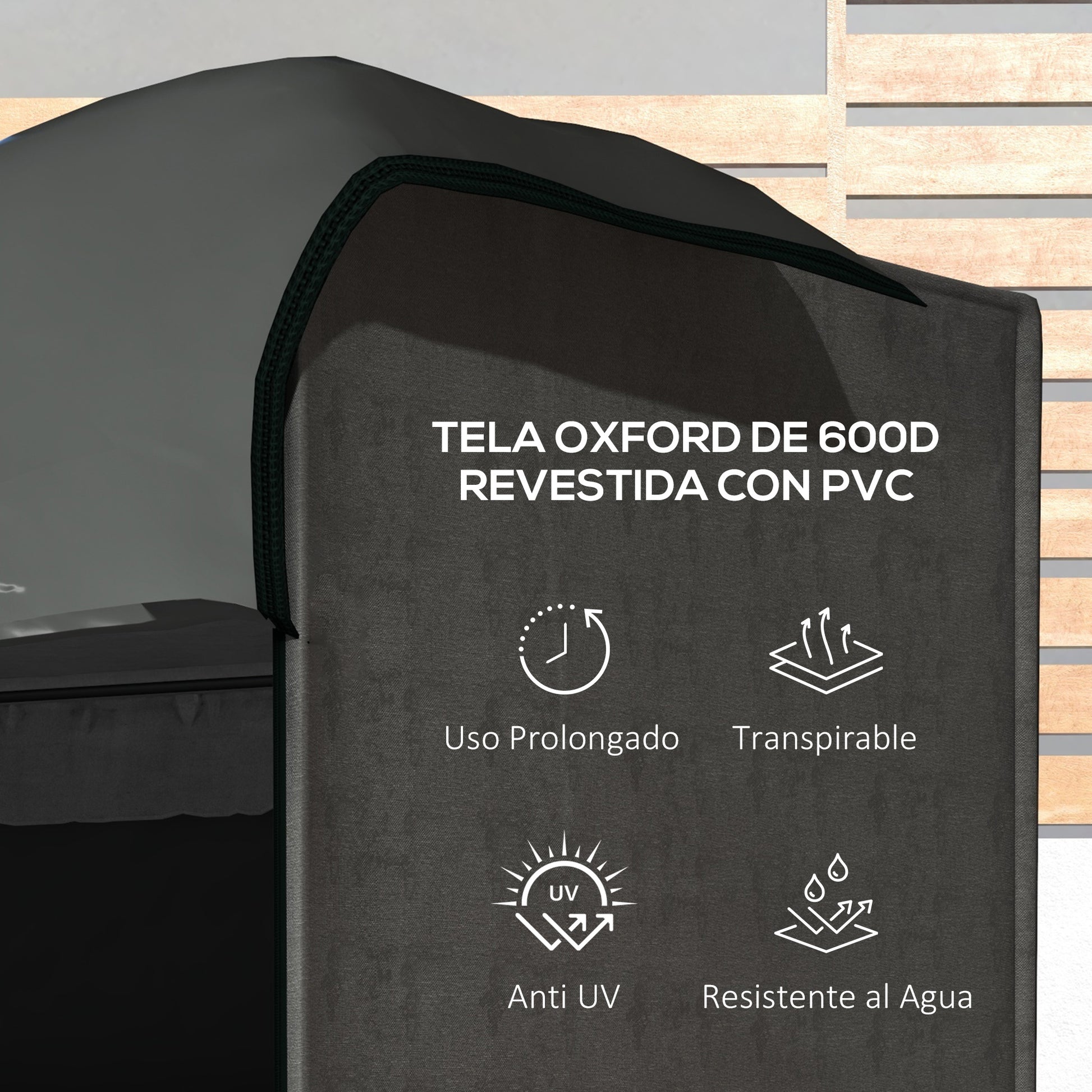 Outsunny Funda Balancín Jardín Funda Columpio Jardín Exterior Cubierta de Columpio con 2 Cremalleras Impermeable 205x124x164 cm Gris Oscuro