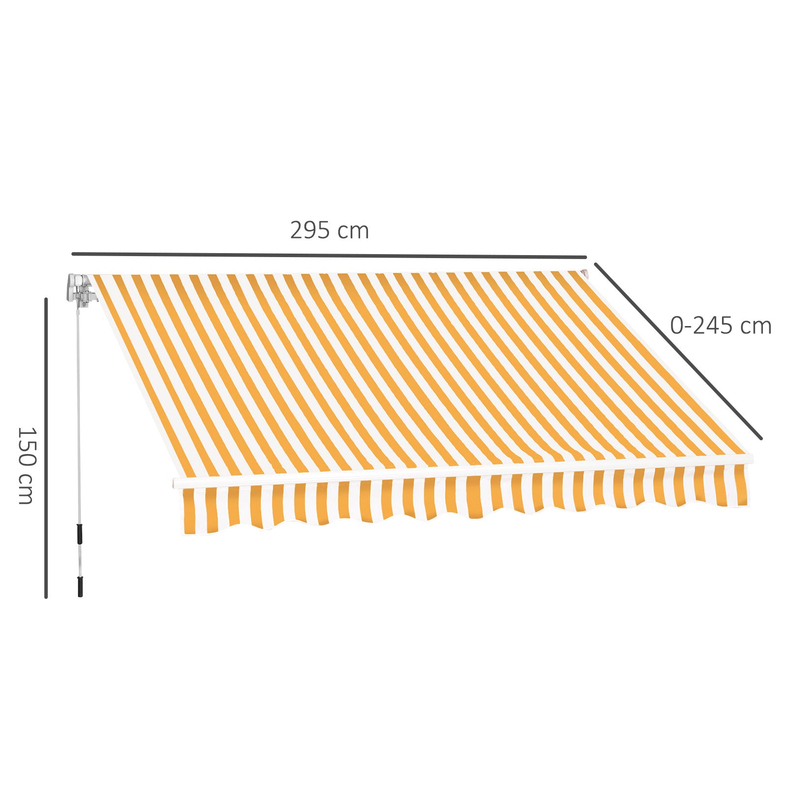 Outsunny Toldo Manual Retráctil 350x250 cm, Toldo Exterior Terraza con Ángulo Ajustable, Brazo Articulado, Montaje a Pared, Estructura de Aluminio, Anti-UV e Impermeable, para Jardín, Naranja