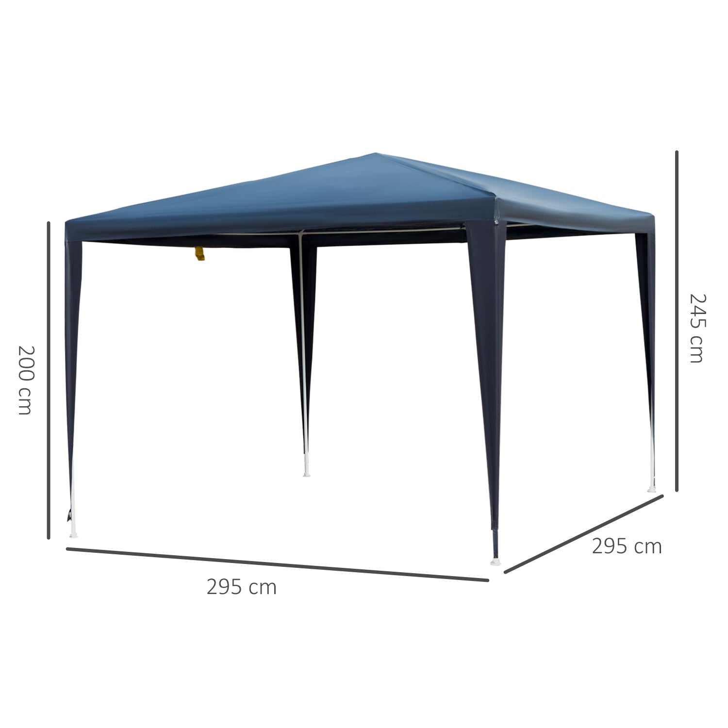 Outsunny Carpa Desmontable Impermeable 2,95x2,95x2,45m Pabellón de Jardín de Tubo de Acero Pérgola de Color Azul Oscuro