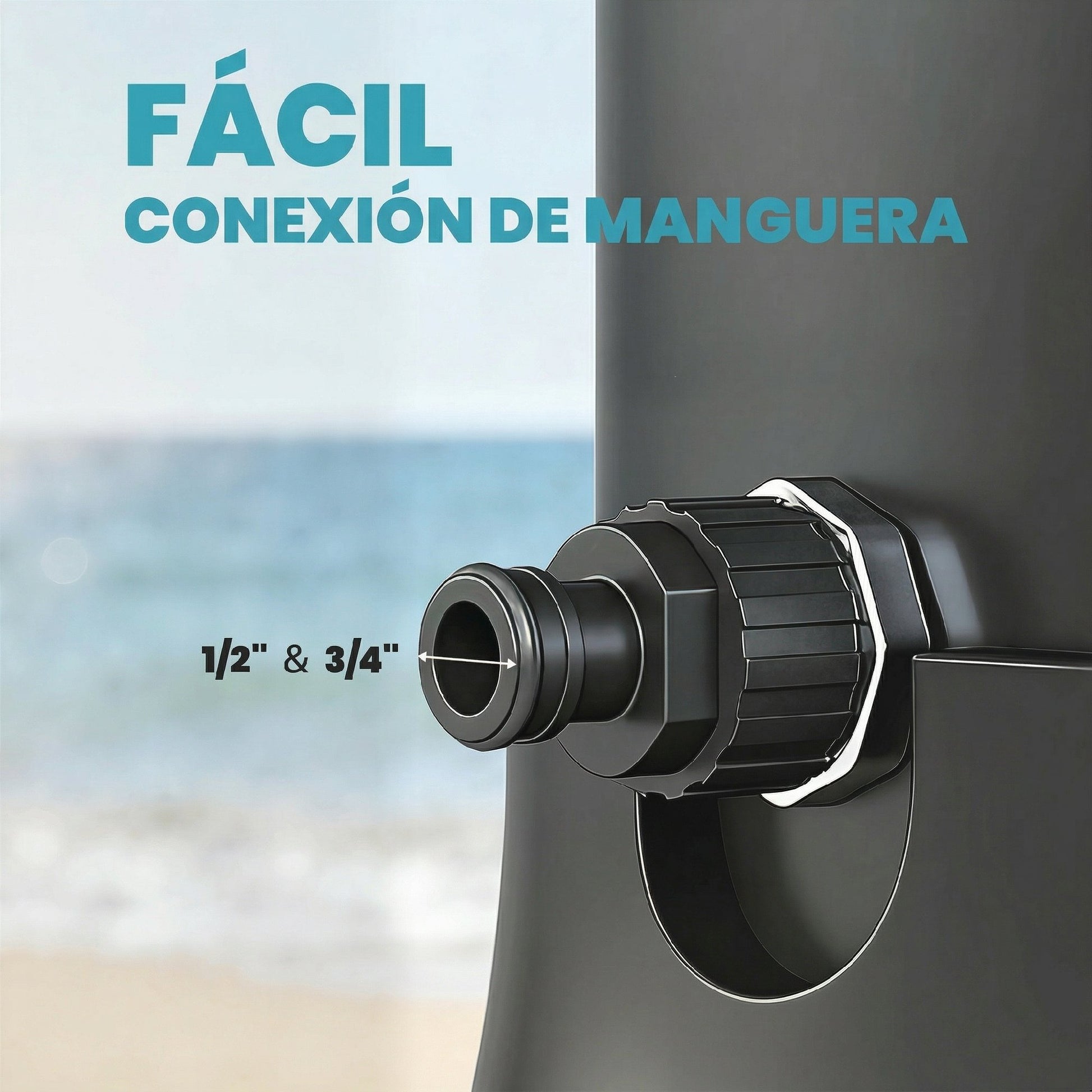 Outsunny Ducha Solar de Jardín 40L Ducha Solar Exterior con Cabezal Rociador de Mano Grifo de Pies Agua Fría y Caliente Máx. 60 °C Conexión Manguera para Piscina Camping Patio 19,5x19,5x218,5 cm Negro