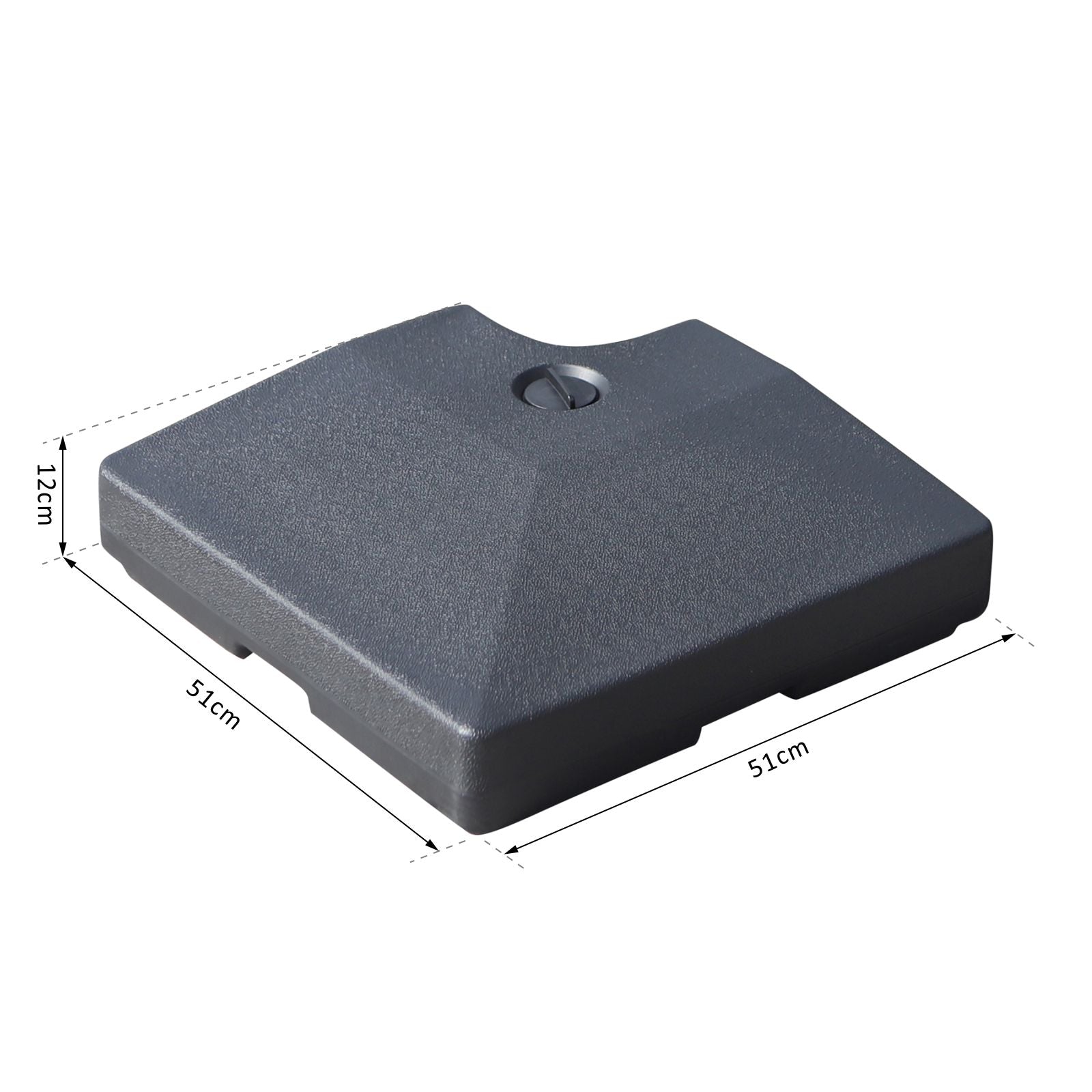 Outsunny Pesos para Base Cruzada de Sombrilla Parasol 4 Piezas Rellenables con Agua de 20 kg o Arena de HDPE de 30 kg 51x51x12cm Negro