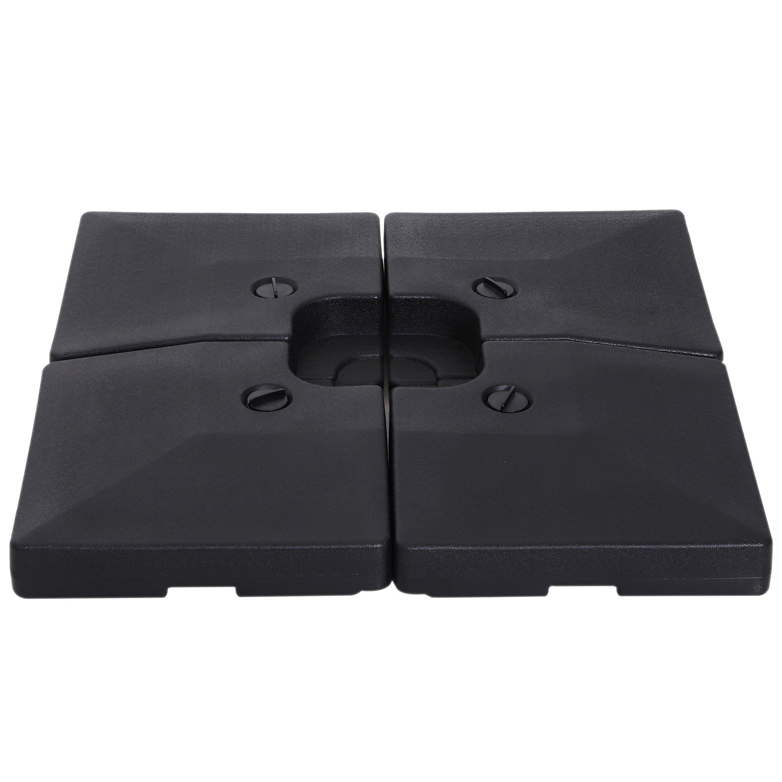 Outsunny Pesos para Base Cruzada de Sombrilla Parasol 4 Piezas Rellenables con Agua de 20 kg o Arena de HDPE de 30 kg 51x51x12cm Negro