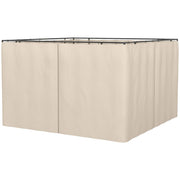 Outsunny 4 Paredes Laterales para Cenador 3x2 m Laterales para Gazebo Universal con Ganchos y Anillos en C para Pérgola Carpa Beige