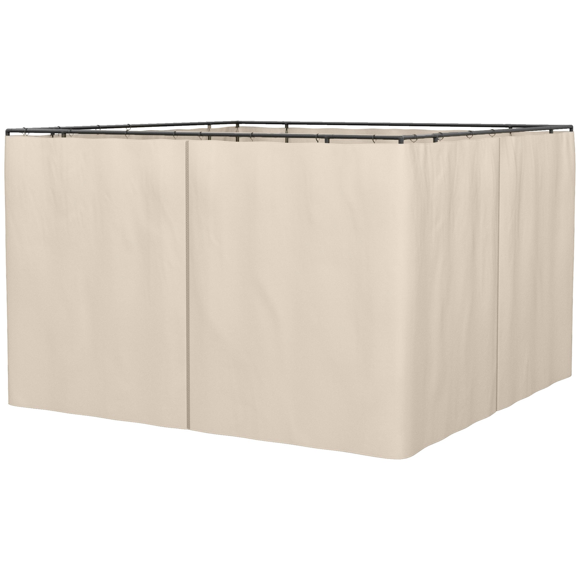 Outsunny 4 Paredes Laterales para Cenador 3x2 m Laterales para Gazebo Universal con Ganchos y Anillos en C para Pérgola Carpa Beige