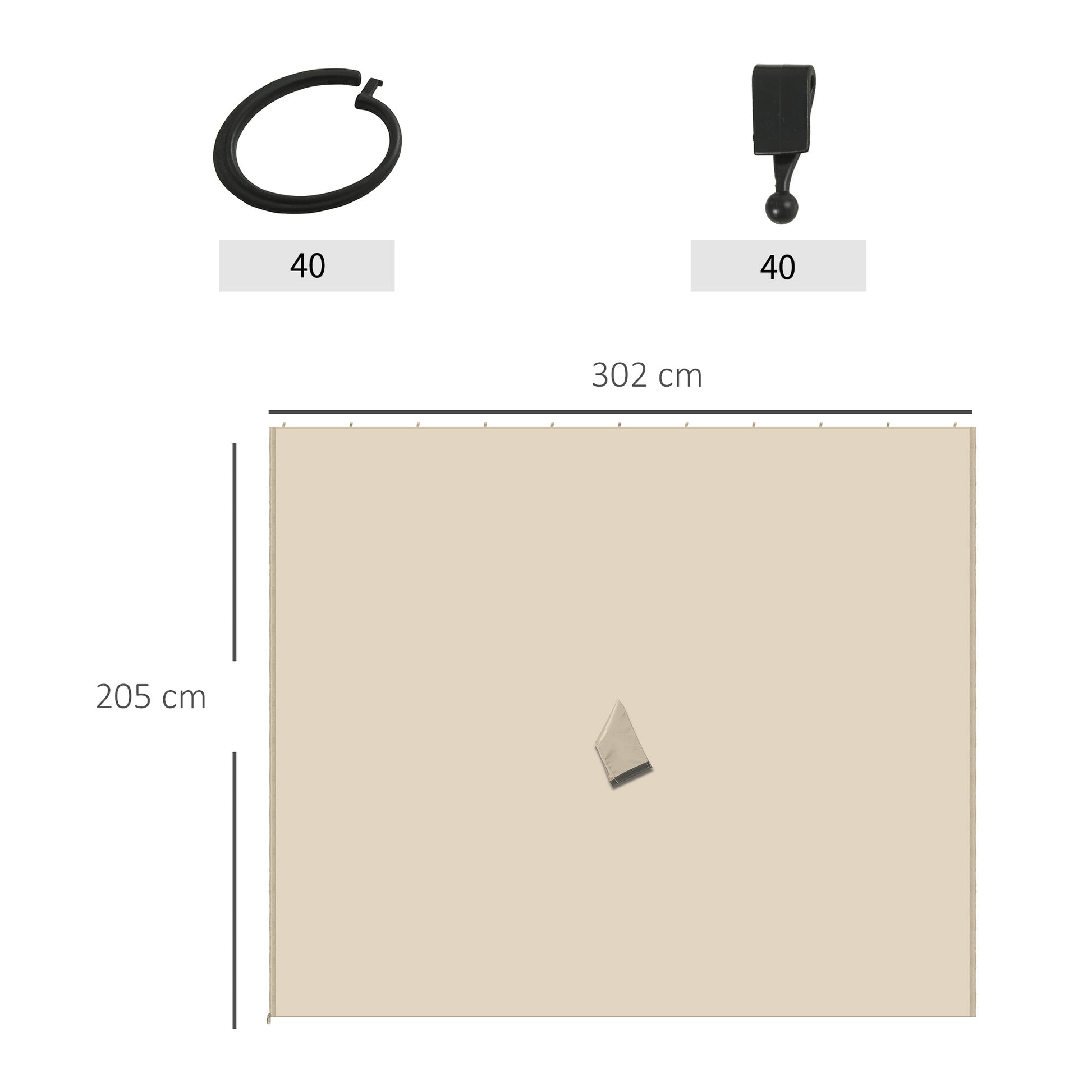 Outsunny 4 Paredes Laterales para Cenador 3x2 m Laterales para Gazebo Universal con Ganchos y Anillos en C para Pérgola Carpa Beige