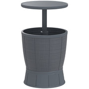 Outsunny Mesa Nevera para Exterior 41 L 3 en 1 Cool Bar Mesa Auxiliar con Altura Ajustable 58-84 cm Cubo de Hielo Tapa Superior Elevable para Fiesta Piscina Jardín Patio Gris