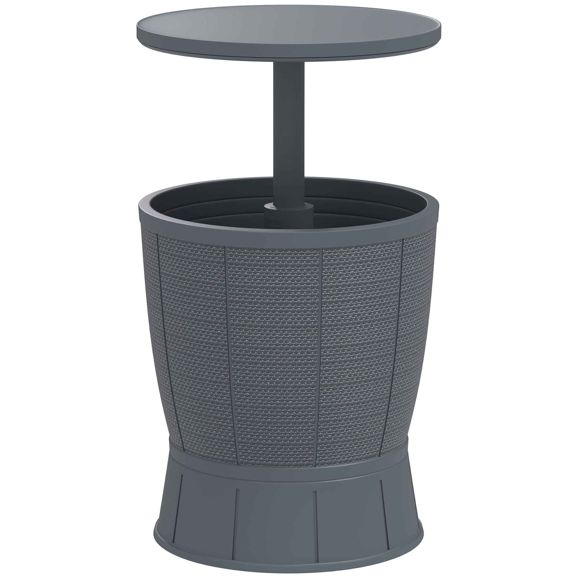 Outsunny Mesa Nevera para Exterior 41 L 3 en 1 Cool Bar Mesa Auxiliar con Altura Ajustable 58-84 cm Cubo de Hielo Tapa Superior Elevable para Fiesta Piscina Jardín Patio Gris