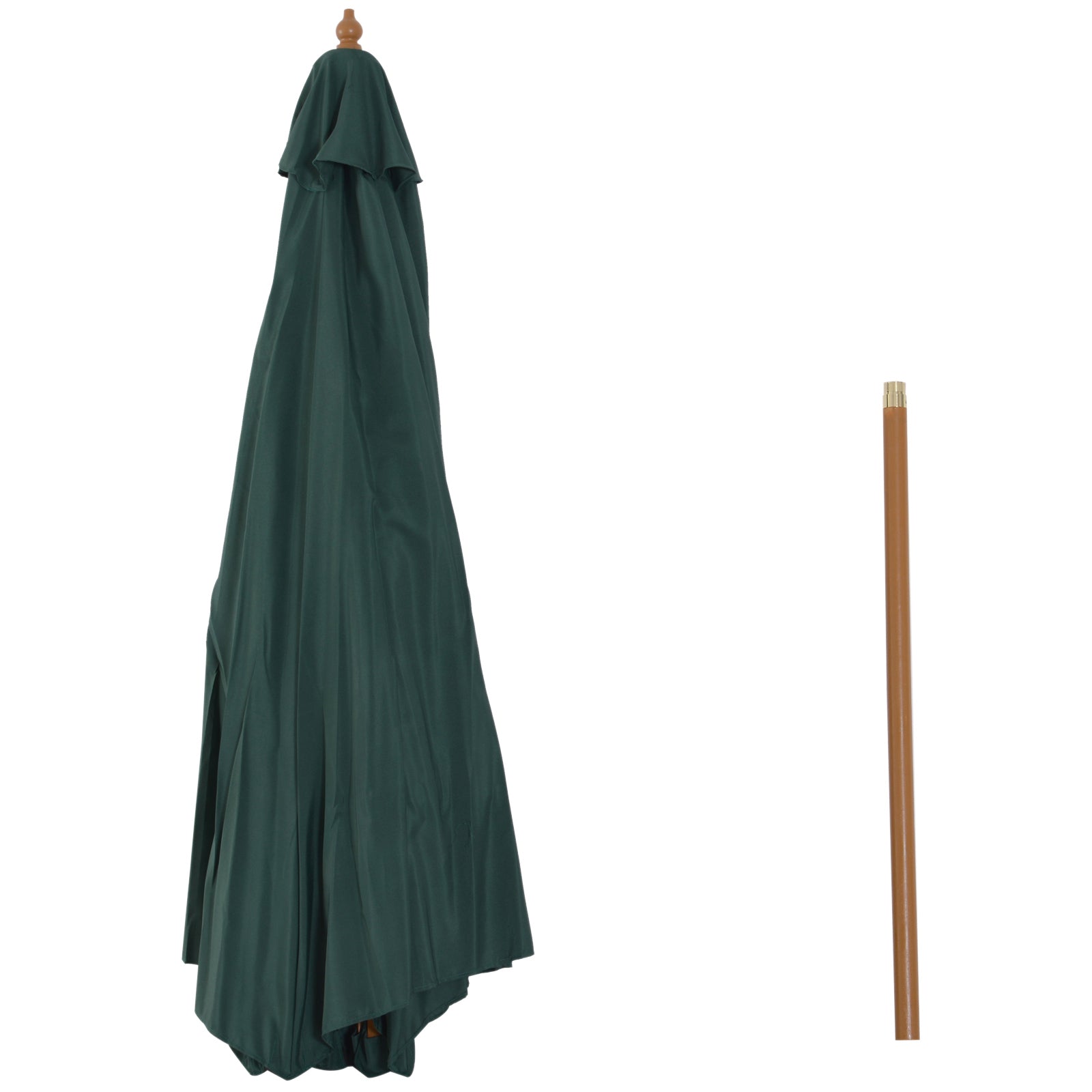 Outsunny Sombrilla Ø300x250 cm Parasol con Poste de Madera con Sistema de Poleas de 8 Varillas con Fijación para Jardín Patio Terraza Verde