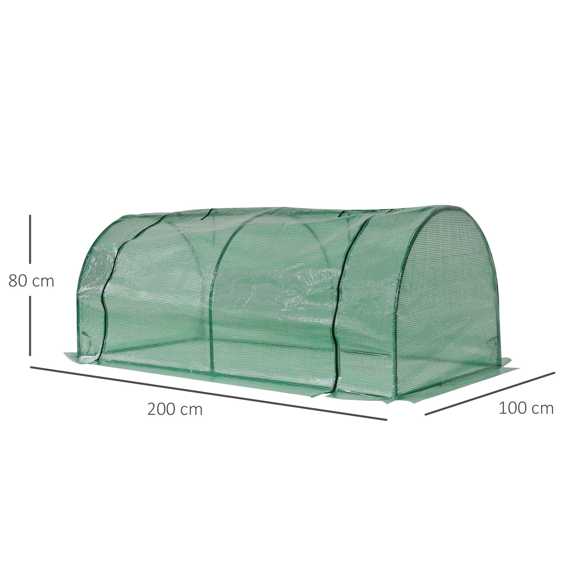 Outsunny Invernadero de Exterior 200x100x80 cm Invernadero de Jardín Tipo Túnel con Marco de Acero y Cubierta de PE Invernadero Pequeño para Cultivo de Plantas Tomates Verde