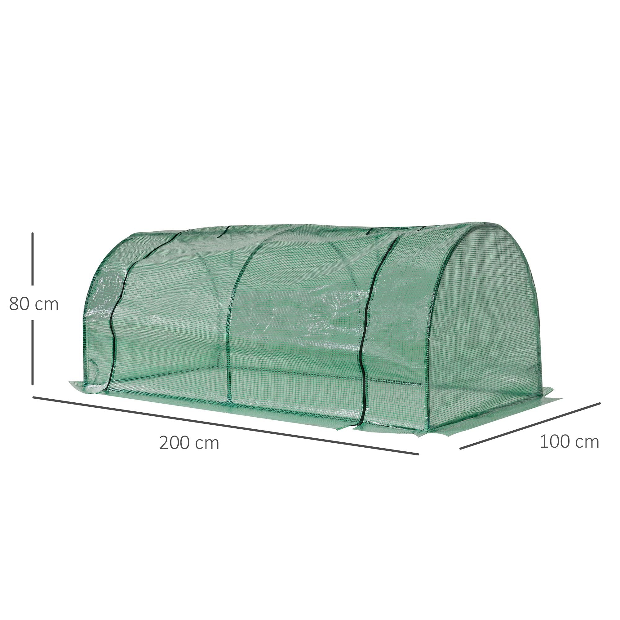 Outsunny Invernadero de Exterior 200x100x80 cm Invernadero de Jardín Tipo Túnel con Marco de Acero y Cubierta de PE Invernadero Pequeño para Cultivo de Plantas Tomates Verde