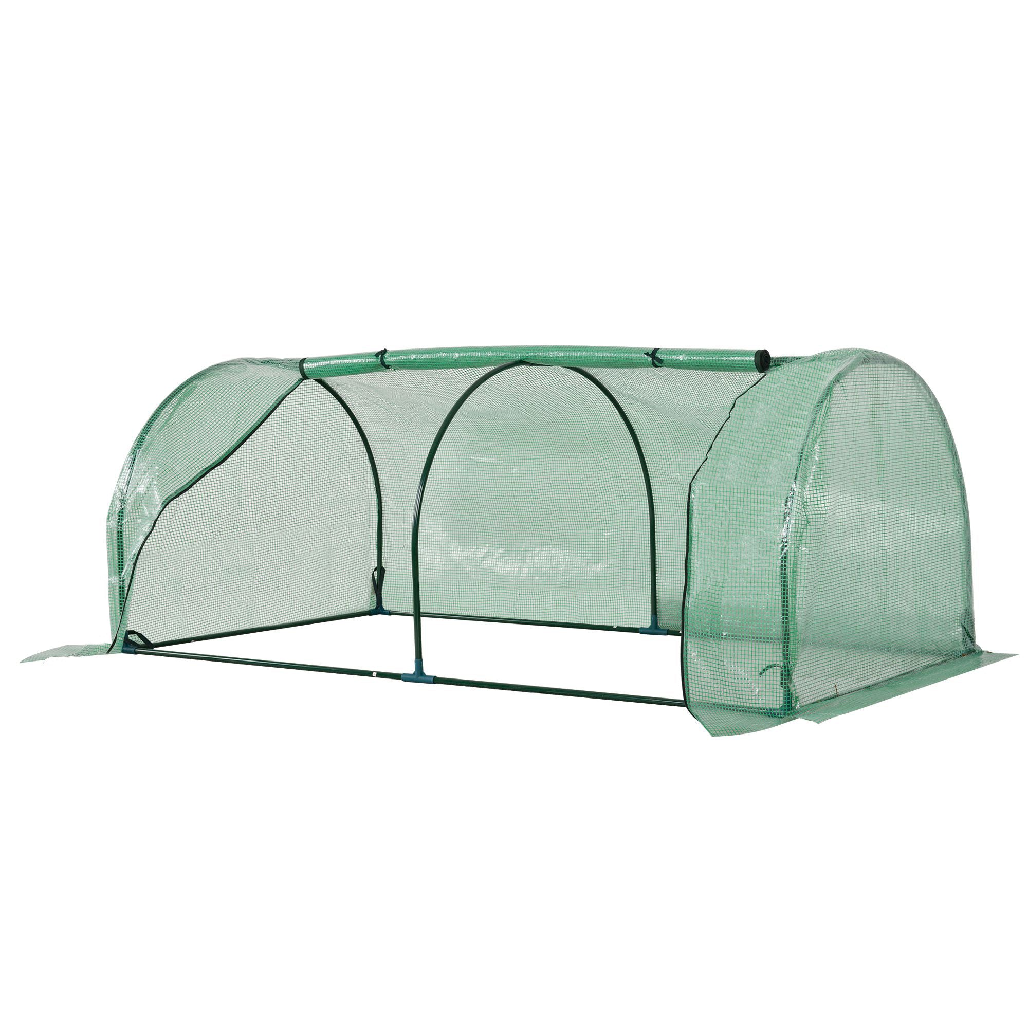 Outsunny Invernadero de Exterior 200x100x80 cm Invernadero de Jardín Tipo Túnel con Marco de Acero y Cubierta de PE Invernadero Pequeño para Cultivo de Plantas Tomates Verde