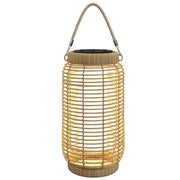 Outsunny Linterna de Jardín de Ratán Farola Solar de Exterior con Panel Solar Luces LED Encendido y Apagado Automático para Interior y Exterior Ø18x37 cm Arena